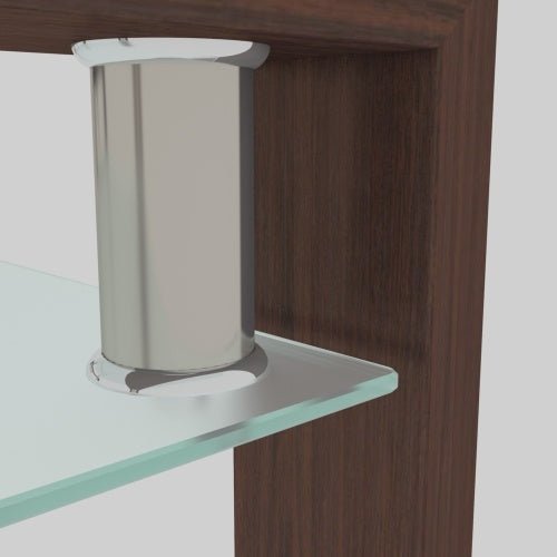 Rectangle Walnut Glass Coffee Table, Clear Coffee Table, Modern Side Center Tables For Living Room - My Store