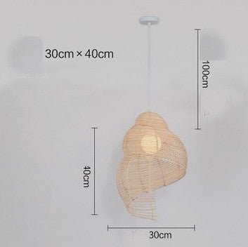 NEW Snail Rattan Pendant Light, Creative Art Southeast Asia Vintage Pendant Lamp Reading Room Wicker Light - My Store