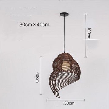 NEW Snail Rattan Pendant Light, Creative Art Southeast Asia Vintage Pendant Lamp Reading Room Wicker Light - My Store