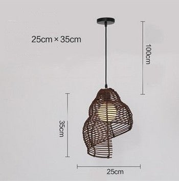 NEW Snail Rattan Pendant Light, Creative Art Southeast Asia Vintage Pendant Lamp Reading Room Wicker Light - My Store